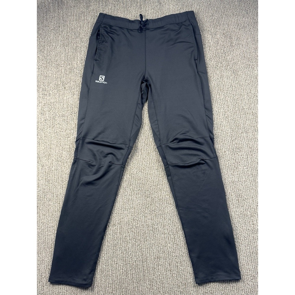Salomon Mens M Cross Run Pants Advanced Skin Warm Pull On Zip Ankle Black